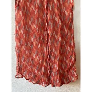 Lucky Brand Sleeveless Blouse XS Orange Printed See thru‎